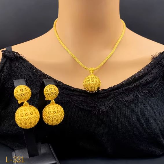 Gold Plated Indian Bridal Jewelry Set – Necklace & Earrings for Women
