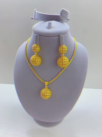Gold Plated Indian Bridal Jewelry Set – Necklace & Earrings for Women